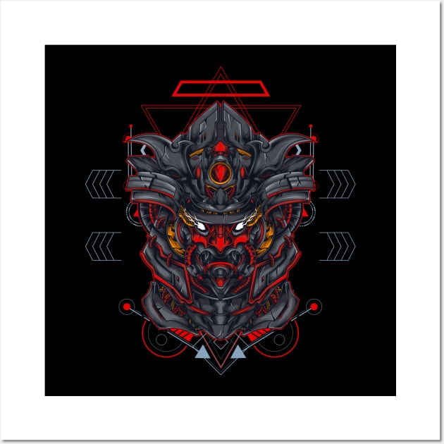 Samurai head - Sacred Geometry Wall Art by JorgeOrtega88